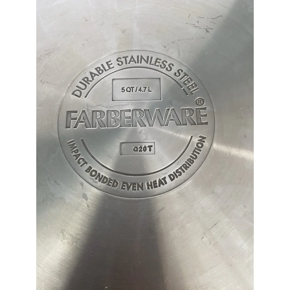 Farberware 5 QT Stainless Steel Stock Pot W/Glass Lid Dutch Oven Impacted Bonded